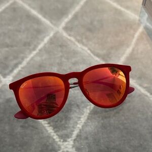 Ray-Ban Bold Red Velvet Sunglasses with Fiery Lenses